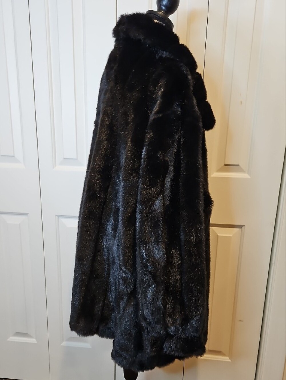 Dennis basso Black Faux Fur Coat with Plush Collar 3X - Picture 11 of 15